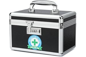 HEWEI WORKS Medication Lock Box, Lockable Medicine Storage, Empty First Aid, Medical Organizer, Safe Box for Home & Outdoor