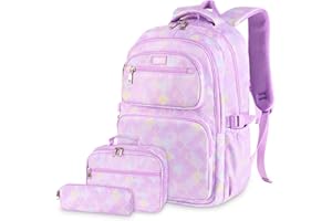 FRONET Zaino Scuola Media Superiore Ragazzo Ragazza, Set per la Scuola Borse Elementare Bimbo Bambina Bambino, Zaini Casual Scolastici per 15.6'' PC Portatili, Zainetti per Bambini Ragazzi Grande Daypack