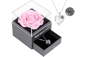 EAPRALA Eternal Rose Gifts for Mum,Preserved Real Rose Gifts on Mothers Day Christmas,Romantic Mum Birthday Gifts with Necklace for Mum Women Her Grandma,Pink