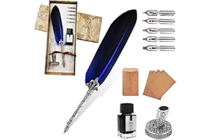 AOMAYLL Pluma Antigua Escritura,Pluma de Inmersion,con 5 Consejos Diferentes, Juego de tinta de pluma para caligrafía,Regalos para los amantes de los artículos vintage.