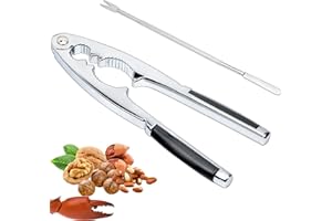 LUCKY SUE Nutcracker, Nut Crackers Heavy Duty with Non-Slip Handle,Stainless Steel Nut Opener Tool for Walnut Hazelnut Almonds Pecan Seafood, 1pcs Crab Leg Cracker Tools