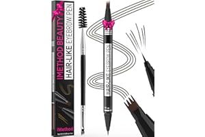 iMethod Eyebrow Pen - Eyebrow Pencil Magical 2-in-1 Eye Brow Pencils for Women with 4-Fork-Tip & Precise Brush-Tip Create Natural Hair-Like Brows, Last All-Day, Microblading Eyebrow Pen, Black Brown