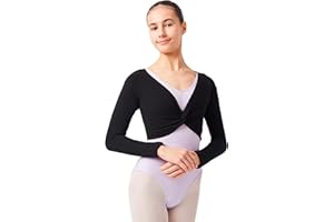 tanzmuster Children's Ballet Long-Sleeved Top Mia in Wrap Look Made from Extra Soft Cotton Fabric in Pink, White, Black, Cerise Pink, Light Blue, Purple