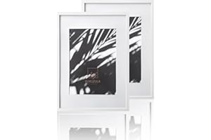 VUVUZULA A2 Frame White Picture Frames A2 White Frame A2 Photo Poster Frame with A3 Mount Set of 2 with Perspex Glass