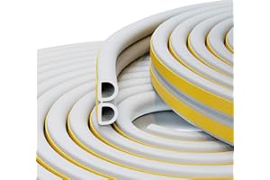 MARICATO 12M Dichtungsband Selbstklebend, Dichtungsband für Türen, Türdichtung Selbstklebendes Fensterdichtung Anti-Kollision Gummi Schaum Siegel Streifen Schalldämmung Weatherstrip (Weiß-D)