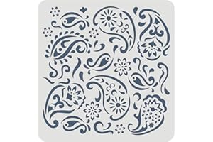 FINGERINSPIRE Pochoir paisley 30x30cm mandala paisley gabarit de pochoir en plastique paisley fleurs motif pochoir Pochoir paisley vintage réutilisable pour Peinture sur des murs artisanat