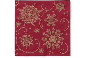Mank GmbH Tissue Servietten 33x33 cm Premium Einweg Serviette saugstark perfekt für Weihnachtsfeiern & Adventsfeiern Weihnachtsservietten 100 Stück Cristal (Bordeaux)