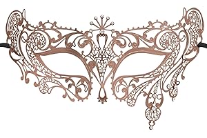 Thmyo Women's Masquerade Mask Laser Cut Metal Halloween Mask Venetian Carnival Ball Mask