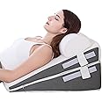 GOHOME Bed Wedge Pillow with Cooling Memory Foam Top Removable,3 in 1 Triangle Pillow Wedge for Sleeping-Help with Acid Reflux, Heartburn, Snoring, Legs and Back Pain