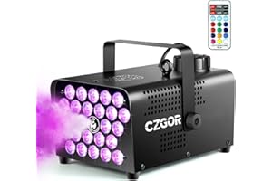 Macchina del fumo, Czgor 600W macchina del fumo portatile con 24 LED, macchina del fumo portatile con telecomando wireless e cablato per feste di Halloween all'aperto e al chiuso