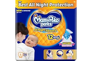 Mamypoko pants All night absorb|Pant Style Baby Diapers Small Size(S),56 Count,Ideal for 4-8Kgs|1 Diaper= Upto All night Absorption|Wider Crisscross Sheet|Gentle Coco Care|12hr Leakage Protection