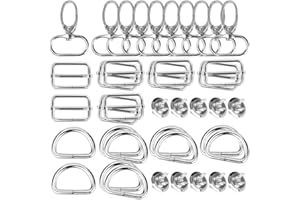 VINFUTUR 10pcs Hebillas Mochila Metálicas en D+10pcs Cierre Magnético Bolso+10pcs Anillas Rectangulares Bolso Metal+10pcs Ganchos Giratorios