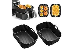 HONYAO Akcesoria do Frytkownicy na Gorące Powietrze do Dual Zone 7,6-10 L, 2 sztuki Silikonowa Frytkownica Akcesoria bez BPA kompatybilne Ninja AF300EU AF400EU i innymi Dual Airfryer