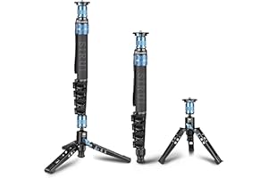 SIRUI P-325FS Monopié de Fibra de Carbono de 140cm con Pies para Fotografía SLR, Monopié de Fotografía Profesional Portátil de 5 Secciones para Cámara, Videocámara, Carga Máxima 10kg