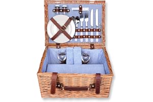 Schramm® Panier à pique-nique rectangulaire 40x30x20cm en bois de saule pour 2 personnes