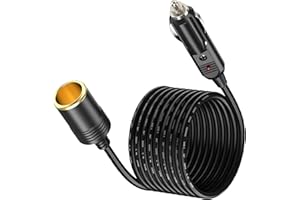 AMACAM 6M 12V/24V Vehicle Cigarette Lighter Power Extension Cable – 15A 180W Inline Socket For Tyre Inflators Vacuums & Portable Tools Heavy Duty Lead Tough & Durable