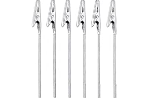 XELPARUC Metal Wire Alligator Clamps, 50 Pcs Long-Tailed Alligator Iron Clip, Photo Craft Wire Clip for Hobby Modeling DIY Card Photo Memo, Silver