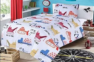 SleepyNights Junior Cot Bed Duvet Cover and Pillow Set- Cotton Rich 120 x 150 cm – On the Move