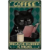 CREATCABIN Black Cat Tin Sign Vintage Metal Sign Poster