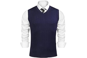 Sykooria Gilet Maglione da Uomo con Scollo V Maglioncino Smanicato Senza Maniche Pullover Gilet Cotone in Maglia Invernale Maglioni e Cardigan da Uomo Casual