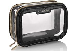Wyraźny Travel Makeup Bag Organiser - Small Cosmetic Case Portable Airport Toiletry Bag by Lily England (Czarny)