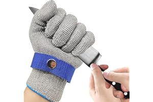 Txeouse Guanti Anti-Taglio, Guanti Anti-Taglio Con Protezione Di Livello 9, Guanti Da Lavoro in Filo Di Acciaio Inossidabile, Per Sbucciare Ostrici, Cucina, Giardinaggio, Taglio Del Legno (L)