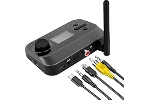 ZEVMI Bluetooth 5.0 Wireless Audio Adapter: Bluetooth 2-in-1 Transmitter Empfänger - Bluetooth Sender Receiver mit Bildschirm 3.5mm AUX Optisch RCA für TV, Stereoanlage, Kopfhörer, Lautsprecher