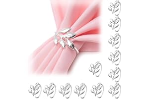 TCNZDY 12 Stück Serviettenringe Silber, Serviettenringe Weihnachten, Aussehen Der Blätter Serviettenschnallen Napkin Rings Elegante Schnallen Für Hochzeiten Weihnachten Familie Tischdekoration