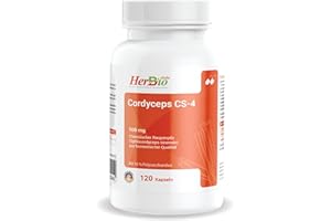 HERBBIO ABDIN HERBBIO NATURAL MEDICAL MANUFACTURING Cordyceps CS-4, 500 mg (120 Kapseln) -Vegan - Premiumqualität – Hochdosiert – Laborgeprüft.
