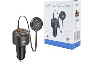 PNI PNI-V880 Valentine V880 modulator z mikrofonem, Bluetooth 5.0, odtwarzacz MP3, nadajnik FM, dwa porty USB, szybkie ładowanie urządzeń mobilnych przez QC3.0, kompatybilny z Siri i Google Assistant