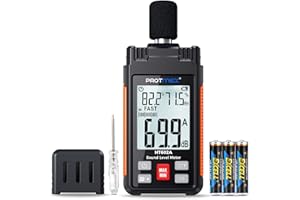Decibel Meter, Protmex Digital Sound Level Meter Portable SPL Meter 30-130dB with Temperature Humidity Measuring MAX/MIN Data Hold Large LCD Screen Backlight Auto Shut-down A Weighted for Home Factory