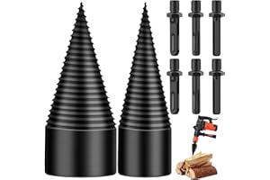 ETIEVORT Taladro de Cono 32mm+42mm, Broca para Partir Madera con 6 Asas de Taladro, Broca para Leña de Velocidad Rápida para Cortador Madera, Partidor Troncos, Taladro Escalonado