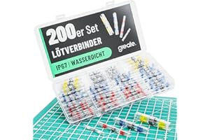greate 200er Set Lötverbinder mit Schrumpfschlauch - Zugfeste & wasserdichte Lötverbinder KFZ Kabelverbinder - Schrumpfverbinder, Kabelverbinder mit Lötzinn, Kabel verbinden, Stromkabel Verbinder