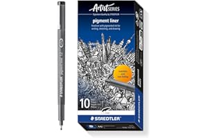 STAEDTLER 308 12-9 Pigment Liner Fineliner Pen for Writing & Technical Drawing - Black, 1.2mm (Box of 10)