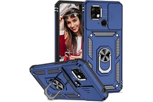 POUHYE Funda para Xiaomi Redmi 10C / Poco C40 Carcasa Original, Silicone TPU + PC Rugged Bumper Case con 360° Magnético Anillo Soporte, Cubierta de cámara Deslizante Proteger Carcasa Azul