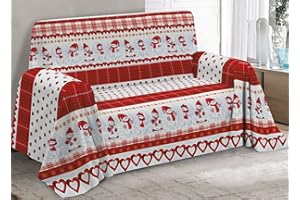 SPAZIOTESSILE Teli Arredo Copritutto Copridivano Copriletto Montagna Rosso 0P Panama Cotone (Snow, 160x280)