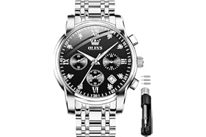 OLEVS Herrenuhren Schwarz Edelstahlarmband Quarz Uhr Männer mit Diamant Datum Wasserdicht Leuchtende Klassische Elegantes Armbanduhr Geschenk