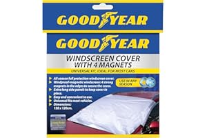 Goodyear Magnetic Car Windscreen Cover | Protect from Snow Frost Freezing Windshield | 4 High Powered Magnets | Double Protection Side Flaps, Silver