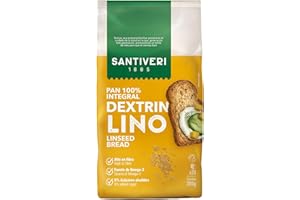 SANTIVERI - Dextrín Lino, Pan Tostado 100% Integral con Semillas de Lino, Proteínas Omega-3 y Alto en Fibra, Sin Azúcares Añadidos, Vegano - 300 g