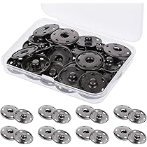 Bottoni A Pressione Per Cucito - 20 Set Neri E Argento, 2.5cm - Foto 2