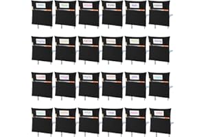 Sanwuta 48 Pack Chair Pockets for Classroom - Book Organizer for Chairback with Name Tag Slot for Kindergarten Primary School Students & Home School Use (19 x 17 Inch,Black)