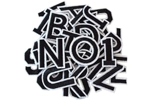GUYI GYGYL, 72 toppe termoadesive con lettere e numeri, con lettere nere e lettere della A-Z, numeri 0-9, per vestiti, cappelli, calzini, jeans, accessori fai da te