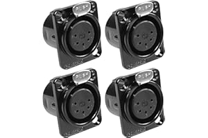 XMSJSIY 5 Pin XLR Pannello Montaggio Connettore XLR Maschio Presa Audio Altoparlante Connettore Del Microfono D-Tipo Telaio Saldo per Microfono Strumenti Musicali - 4PCS (5 Pin Femmina)