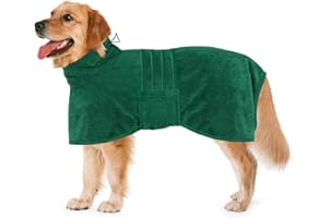 Dolahovy Mikrofaser Hund Bademantel Handtuch, Verstellbarer Hund Trocknungsmantel Super Saugfähiger Schnell Trocknender Hund Roben Handtuch Hund Bad Robe für Kleine Mittlere Große Hunde
