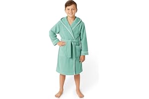 LAYNENBURG Premium Bademantel Kinder & Teenager mit Kapuze - 100% Baumwolle - OEKO TEX Standard 100 - flauschiges Frottee - Größen 110 bis 176