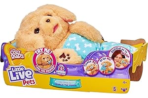 Little Live Pets - Cozy Dozys: Charlie The Puppy | Interactive Plush Toy Dog. 25+ Sounds and Reactions. Magical Eye Movement. Blanket, Pacifier and Batteries Included. For Kids Ages 4+
