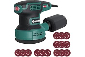 BOLTHO Random Orbital Sander, 320W 13000RPM Electric Sander Tool with 15pcs Sandpapers, 6 Variable Speeds, 125MM Electric Palm Sanders Kit, Dust Collection for Woodworking & Sanding