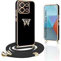 Coque Avec Cordon Pour Xiaomi Redmi Note 13 Pro 5G - Cordon Réglable 150cm - Cœur Doré - Protection TPU