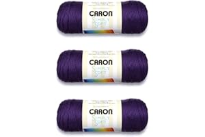 Caron Simply Soft - Ovillo morado – Paquete de 3 unidades de 6 onzas – Acrílico – 4 medianos (peinado) – 315 yardas – Tejer, ganchillo y manualidades
