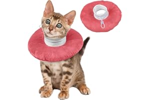 PUMYPOREITY Collare Elisabettiano Gatto Piccolo, Collare Protettivo Gatto per Recupero Post Operatorio Collare Anti Morso Ciambella Gatti Post Intervento Elisabettiano Collare Protettivo Cono Gatti(Rosa, S)